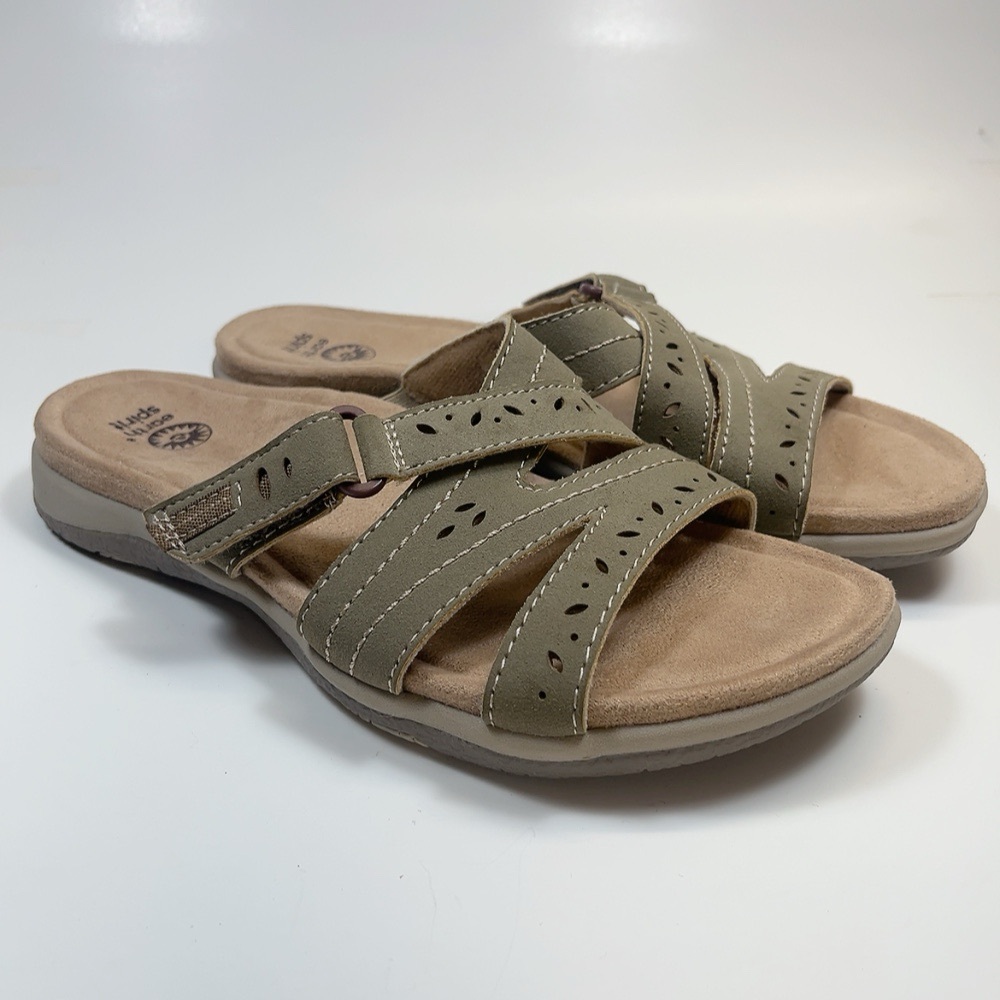 Earth Origins Womens 9 Shantel Slide Brown Suede Leather Shoes